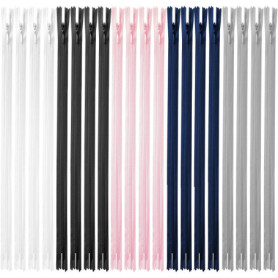 Zeuwets Nylon Fermeture, 20 Pièces Fermetures Métalliques Éclair Invisibles, 50 cm Long, 2,5 cm Large, Fermetures Ouvrable Sépar