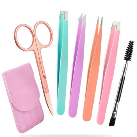 Portable Pince a Epiler,6 Pcs Pince à Épiler Acier Inoxydable Pince à Epiler Professionnelle Professionnelle Kit pour Sourcils p