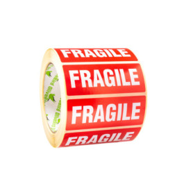 OliveBird 1000 x Fragile Autocollants 90 x 35 mm Rouleau Avec Texte Sur étiquette Fragile
