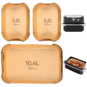 170PCS Papier Cuisson Air Fryer pour Ninja Foodi Flexdrawer AF500EU 10.4 L,Food-Grade BPA gratuit, Jetable Antiadhésive Sans Hui