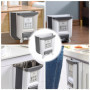 WOKICOR Poubelle Suspendue Pliable, 10L Poubelle Murale Poubelle Pliable Kitchen, Poubelle Murale Avec 3 Rouleaux De Sacs Poubel
