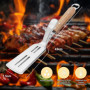NEXROLA Spatule de Barbecue en Acier Inoxydable, 2 en 1 Pince Barbecue et Spatule, Pince à Steak, Outil de Barbecue Multifonctio