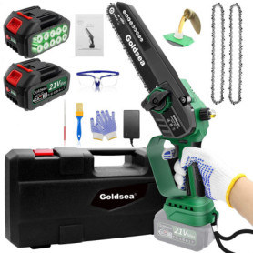 8 Pouces Mini Tronçonneuse à Batterie Avec Batterie 8000mAh Goldsea Tronçonneuse Électrique sans Fil Avec Graisseur Automatique 