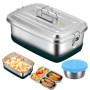 Lunch Box Inox, 2000ml Bento Lunch Box, Boite Inox Alimentaire Hermétique, Micro Ondable, Boite Repas Compartiment Facile à Nett