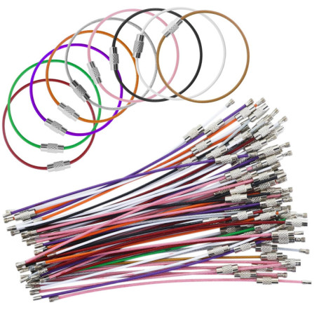 EASYKEENECOM Lot de 60 anneaux porte-clés en acier inoxydable avec revêtement en nylon - Multicolore - Pour étiquettes de bagage