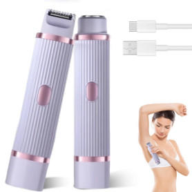 Rasoir intime électrique pour femme, 2 en 1 humide/sec, étanche, tondeuse bikini pour femme, épilateur facial, rasoir pour femme