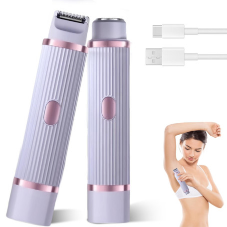 Rasoir intime électrique pour femme, 2 en 1 humide/sec, étanche, tondeuse bikini pour femme, épilateur facial, rasoir pour femme