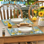 GOEDCH Lot de 8 sets de table en lin résistants à la chaleur avec motif citron - Lavables et antidérapants - Pour cuisine, fête,