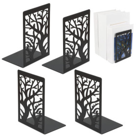 Lot de 2 serre-livres Parr (= 4 pièces) - En métal noir - Pour étagère, bureau, école, maison, bibliothèque - Porte-livres, Main