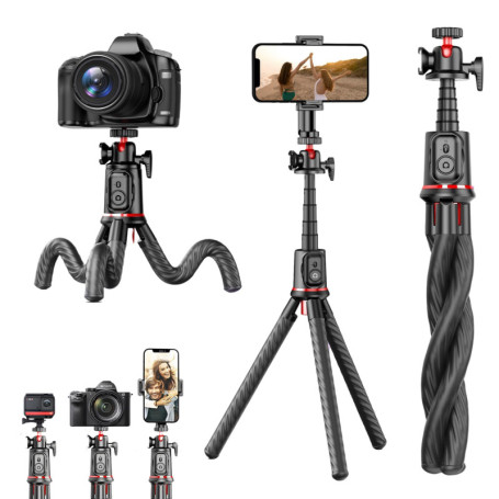 KHROMAX Trépied pour téléphone portable Trépied de voyage avec support mobile, flexible et extensible Trépied perche selfie trép