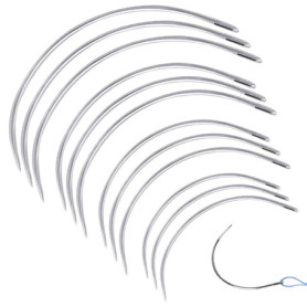 SYEYCW 40 Pièces Aiguille Courbe Cuir, 51, 64, 76, 89 mm Courbé Outils, Kit de Aiguilles à Coudre Main, Epingles à Perruque en F