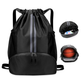 PRZRAO Sac à Cordon de Sport, Sac de Sport Imperméable avec Compartiment à Chaussures, Sac à Dos avec Cordon de Serrage pour Bou