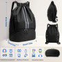 PRZRAO Sac à Cordon de Sport, Sac de Sport Imperméable avec Compartiment à Chaussures, Sac à Dos avec Cordon de Serrage pour Bou