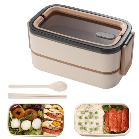 WANDGU Bento Boîte à déjeuner pour adultes : 1400 ml, empilable, à 2 étages, avec compartiments, boîte à bento pour enfants, ant