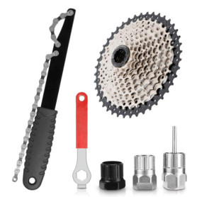 FERRGIA Démonte Cassette Vélo Chain,5 Pièces Outil Retrait Cassette de Vélo Kit,Universel D'extracteur Cassette,Extracteur de Ma
