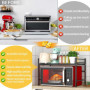 CIRULLI Etagere micro ondes extensible à 2 niveaux, etagere micro onde vertical avec 4 crochets en S,support de cuisine pratique