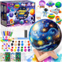 NLMWTI 2 en 1 Kit Peinture Enfant avec Lampe de Lune, Veilleuse 3D avec Figurines Spatiales, Kit D'artisanat Créatifs Cadeau Fil