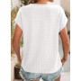 Cuptacc T Shirt Femme Chemisier Femme Chic Et Élégant Broderie Aux Oeillets Col Rond Manches Courtes Tunique Mode