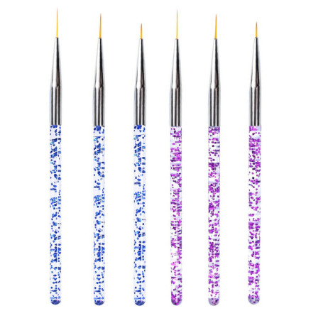6 pièces Pinceaux en Détail à Ongles, Pinceaux Peinture Professionnels Pinceaux en Détail à Ongles Trousse pour DIY Nail Art Des