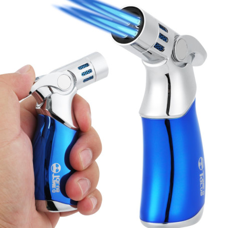 Chalumeau Butane Rechargeable 4 Flammes Puissantes – Mini Chalumeau de Cuisine Réglable pour Crème Brûlée, Pâtisserie, BBQ et Us