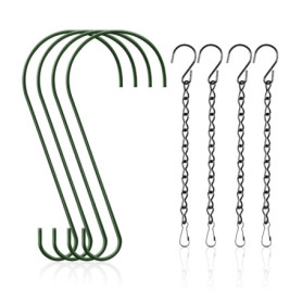 DHSBGWSX Lot de 4 crochets pour paniers suspendus, 4 pièces de chaînes suspendues, crochets de jardin à suspendre, crochets en f
