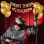 1 drapeau de train de retraite, 10 ballons dorés, bannière « GOODBYE TENSION HELLO PENSION », bannière pailletée, décoration de 