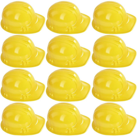 Loppdece Lot de 12 casques de chantier pour enfants, casque jaune pour enfants, casque de chantier, réutilisables, souples pour 