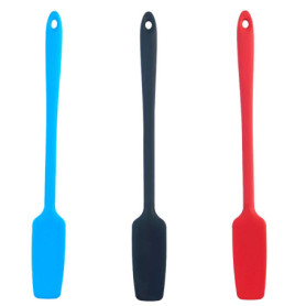 Lot de 3 spatules en silicone résistantes à la chaleur - 3 couleurs - Longue poignée anti-adhésive - 28 cm - Grattoir à pâte en 