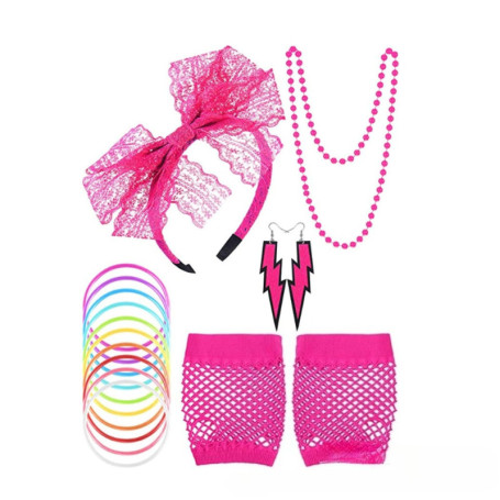 VNHATY 7 pièces accessoires de déguisement de mascarade pour femmes et filles des années 80, accessoires de fête rétro des année