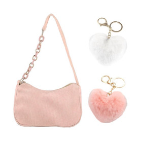 SLAXJNE 1 Sac Bandoulière Femme, 2 Pendentifs, Sac À Main Femme, Sac Bandoulière Femme, Sac Rose