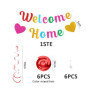 1 bannière « Welcome Home », 6 pendentifs en spirale colorés, bannière pailletée « Welcome Home Pull Flag », bannière décorative