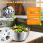 Pfloge Essoreuse À Salade en Acier Inoxydable 4,5L, Saladier avec Couvercle Et Base Antidérapante, Essoreuse À Salade INOX Idéal