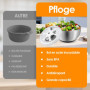 Pfloge Essoreuse À Salade en Acier Inoxydable 4,5L, Saladier avec Couvercle Et Base Antidérapante, Essoreuse À Salade INOX Idéal
