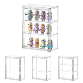 Vitrine Acrylique, Vitrine Exposition pour Objets de Collection 36x13x27cm 2 étagères Vitrine Anti Poussière Certifiée UV pour F