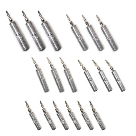 WJUAN Plombs de Pêche Fer Poids Pêche Plombs Poids, avec Boîte de Pêche 18 Plomb 3,5 à 14 g, pour Terminal de Pêche en Plein Air