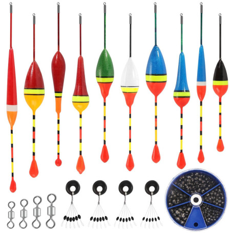 Flotteur Peche, 10 Pcs Flotteur Peche Au Coup avec 205 Pcs Plomb Peche 4 Stop Float Peche 4 Emerillon de Pêche, Flotteurs de Pêc