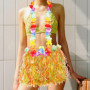 SUPVOX Ensemble De DéGuisement HawaïEn 5 PièCes - Jupe Hula 40cm, Bracelets, Bandeau Et Guirlande Pour FêTe Tropicale, Plage, Ca