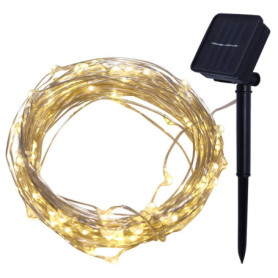 Guirlande lumineuse solaire, 4 m, 40 LED, fil de cuivre, 8 modes, protection IP43, pour sapin de Noël, jardin, chambre, balcon, 
