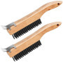 Oumuik Lot de 2 brosses métalliques avec manche en bois, brosse métallique pour enlever la rouille