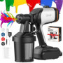 Litheli Pistolet à Peinture, Moteur sans Balai 500 W, réglage du débit d'air et de Peinture, 3 Modes de pulvérisation, 4 Buses, 