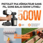 Litheli Pistolet à Peinture, Moteur sans Balai 500 W, réglage du débit d'air et de Peinture, 3 Modes de pulvérisation, 4 Buses, 