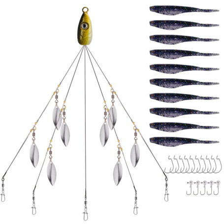 Blueshyhall Leurre de Pêche, 5 Bras Alabama Rig appât de pêche, Umbrella Rig, Alabama Rig Leurres de Pêche Perche Bass, Appât Ar