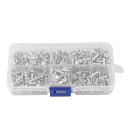 400Pcs M3 Rivets En Aluminium À Tête Plate Goujons À Vis À Tête Plate À Rivets Solides Rivet 4Mm-16Mm