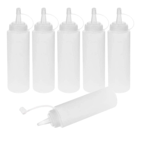Bouteille Sauce, Recipient Sauce, 6 Pcs 250ml Bouteille à Condiments, Bouteille de Sauce,8oz Presser Les Bouteilles, Transparent