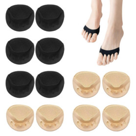 Lot de 6 paires de chaussettes pour avant-pied, bout ouvert, coussinets antidérapants respirants, conviennent pour talons hauts 