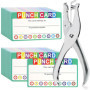 150 cartes perforées, cartes de récompenses avec perforatrice manuelle pour la classe, tableau de récompenses pour les enfants, 
