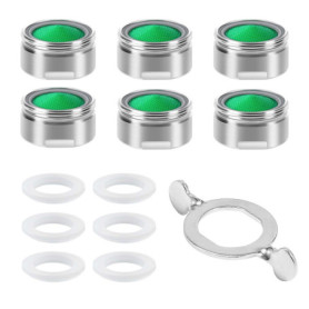 Vinabo 6pcs Mousseur M24, Acier Inoxydable Aérateur Filtre en ABS + 8joints et 1 Clé, Economiseur d'eau Embout Brise Jet Robinet