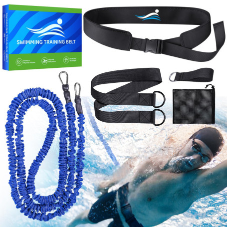 2,5-7,5 mètres de Ceinture de résistance réglable, Ceinture de Natation pour Adultes en Piscine, Aide à la Natation pour Toutes 