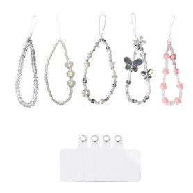 S.F.Pachira 5 Pièces Dragonne de Téléphone en Perles, Bijoux de Telephone, Chaine Telephone Portable, Chaine de Telephone, Drago