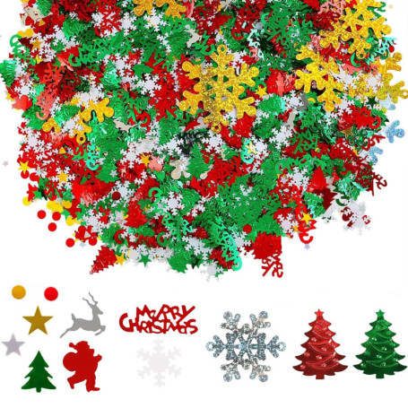 UCLEVER Lot de 3000 confettis de Noël - Décoration de table à disperser - Décoration de table Happy Noël - Confettis de citrouil